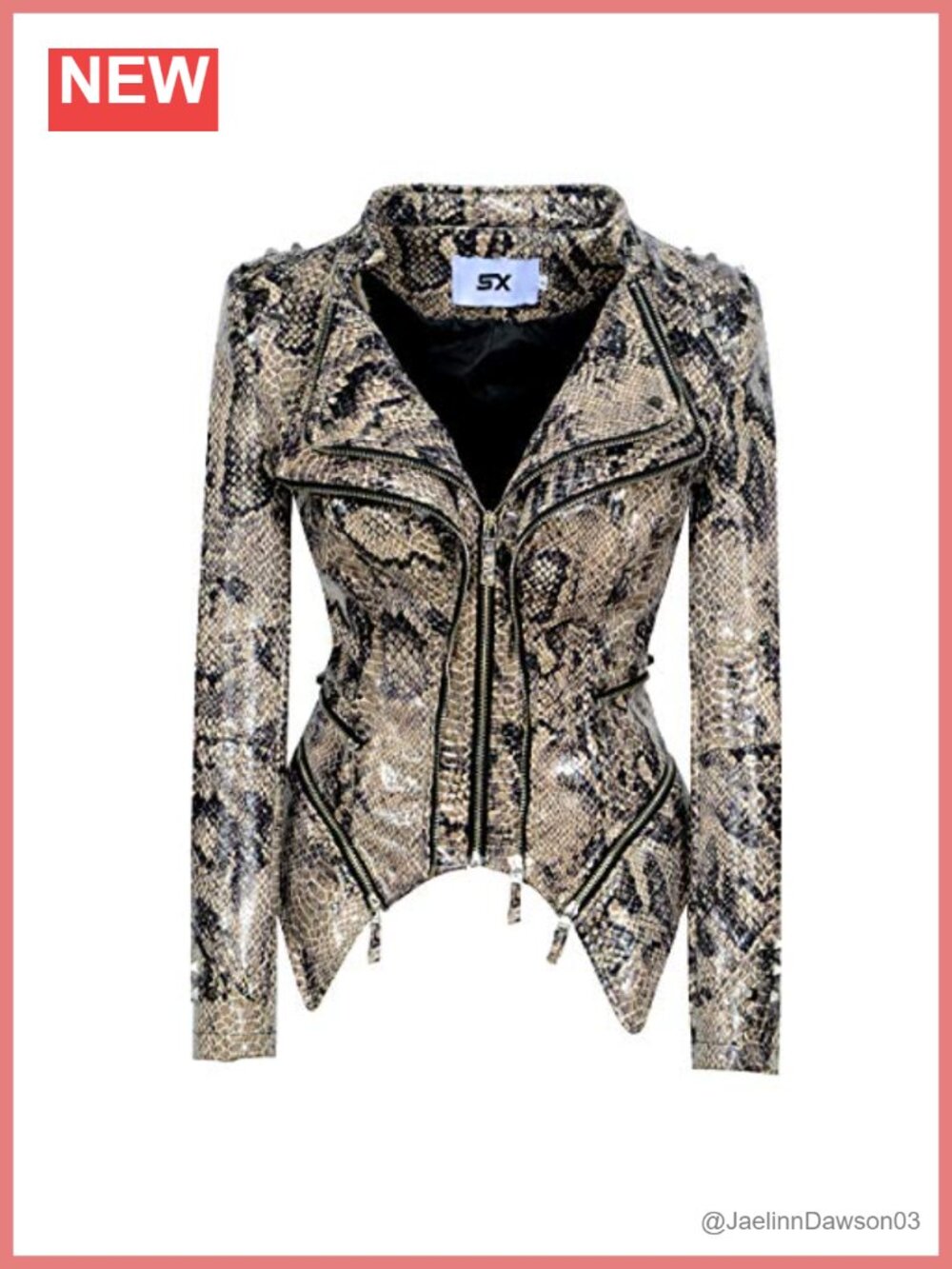 Faux PU Leather Moto Jacket Rivet Dovetail Biker Coat
